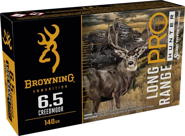 Browning Ammunition Long Range Pro Hunter 6.5 Creedmoor Ammo - Sierra Tipped GameKi - 130 Grains