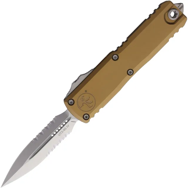 Microtech UTX-85 G4 3.1 In D/E PS Stonewash Tan ALU Handle - MICROTECH for sale at Iron and Lace