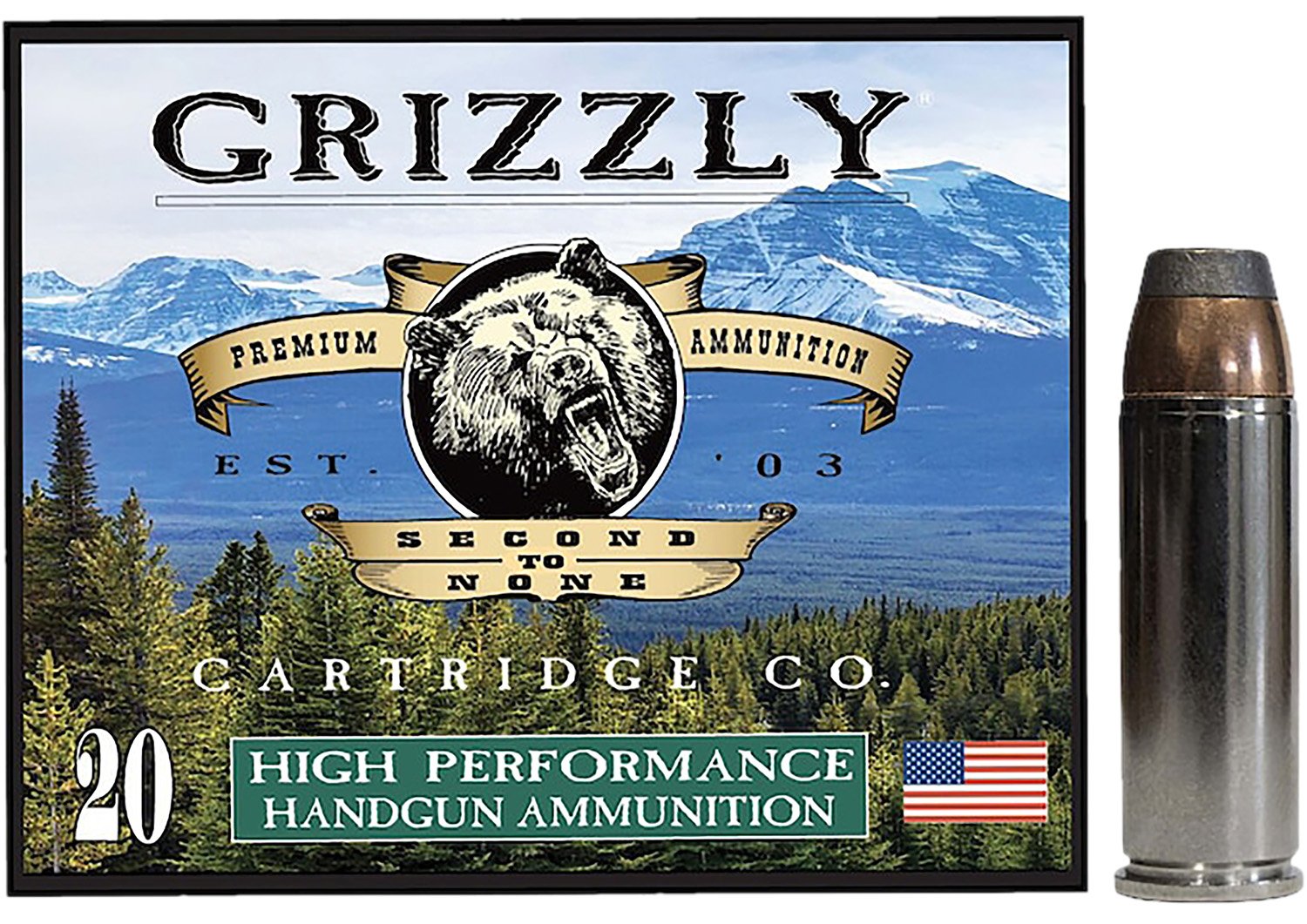 Grizzly GC45C+P10 45Colt+P Ammo 300gr Bonded Flat Point 20/Box - GRIZZLY - .45 Colt (.45 Long Colt)