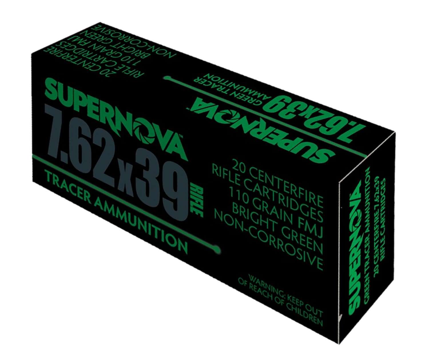 Supernova PMSN762G Green Tracer 7.62mm 110 Grain FMJ 20 Rounds - SUPERNOVA - 7.62mm