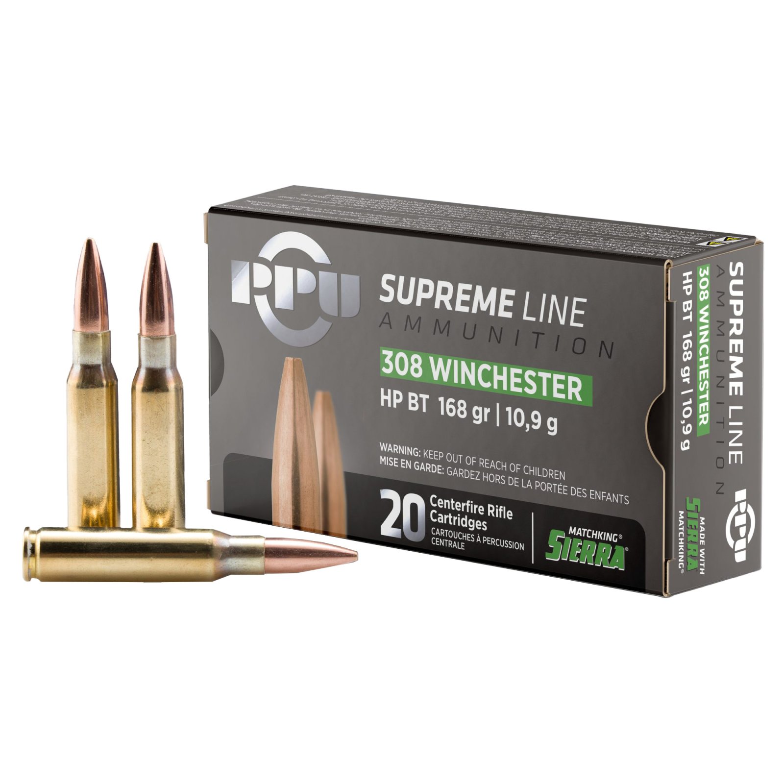 Prvi Partizan PPMK308 .308 Win 168gr Sierra MatchKing BTHP 20 Rounds - Prvi Partizan - .308/7.62x51mm (.308 Winchester)