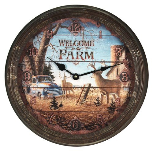 River's Edge 1034 15" Metal Clock with Deer Design - Rivers Edge