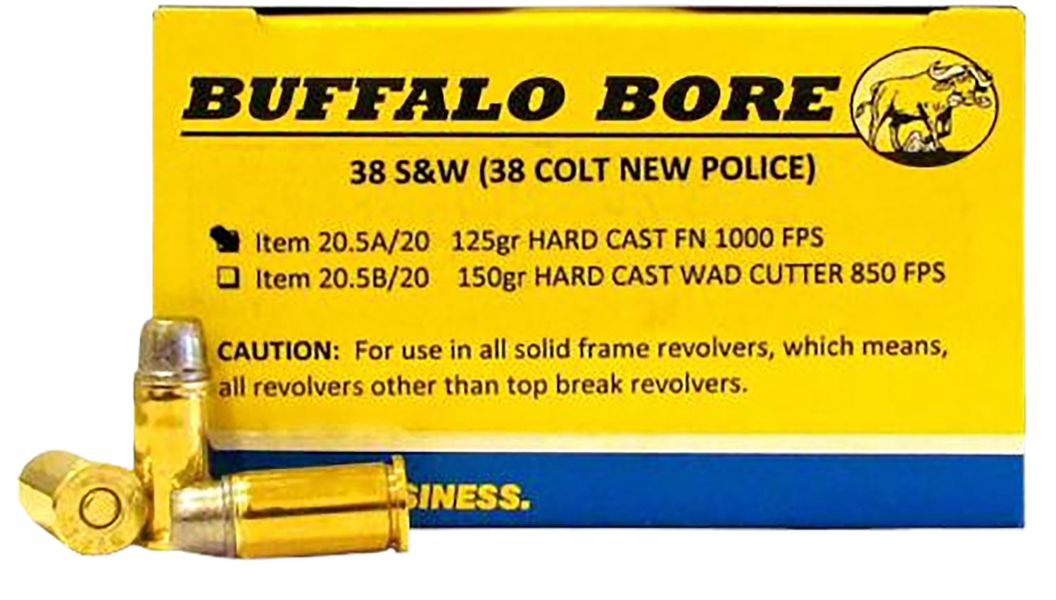 Buy Buffalo Bore 205A20 .38 S&W 125gr Hard Cast Flat Nose Ammo 20 Rounds online