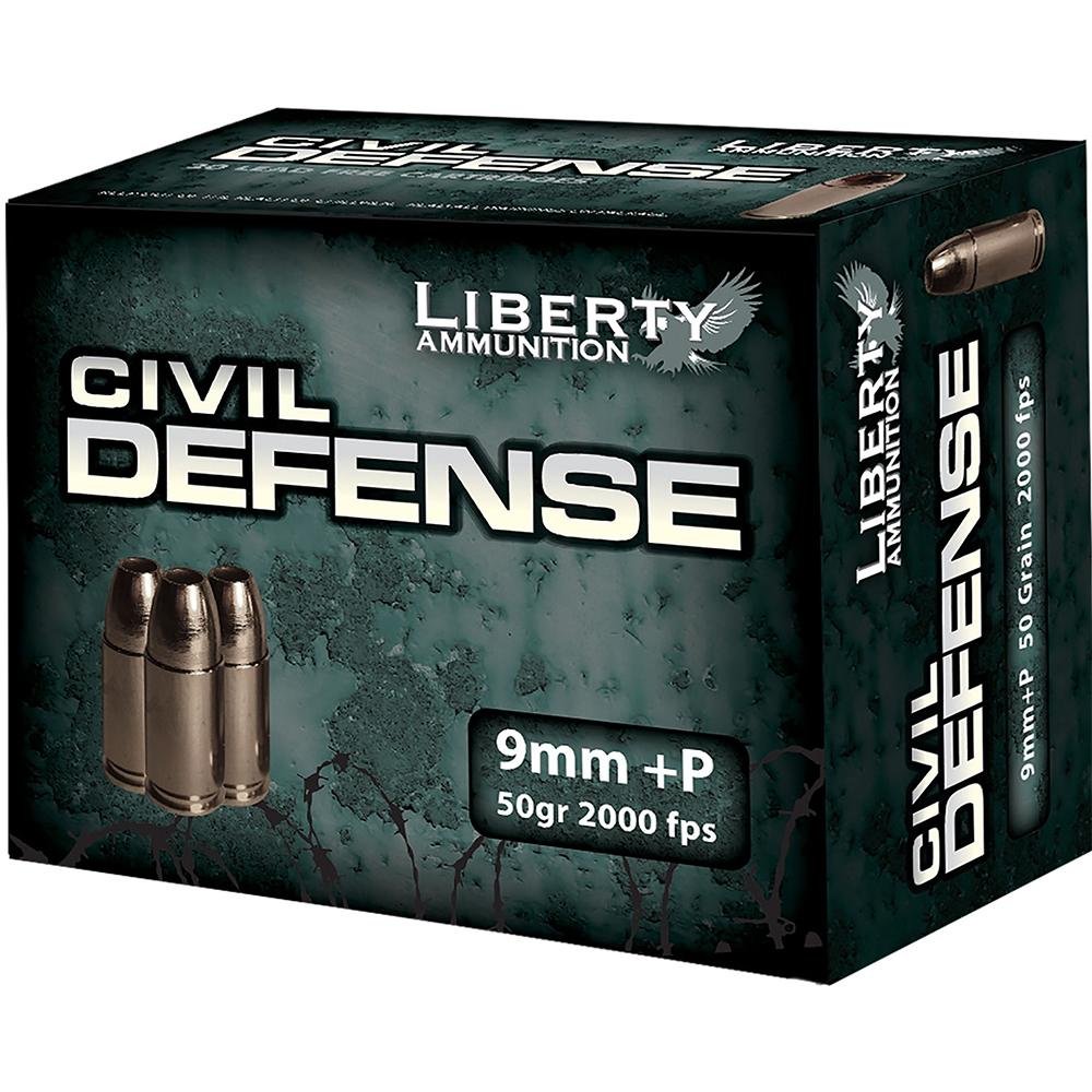 Buy Liberty AMMUNITION Civil Defense 9mm Luger +P 50Gr HP 20/Bx Handgun Ammo online