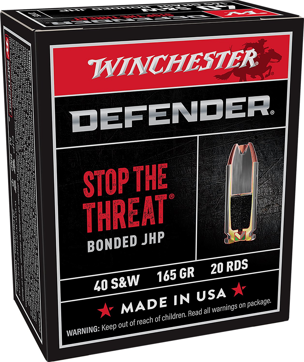 Winchester Defender 40 S&W 165 gr Bonded Jacket Hollow Point - Winchester - 40 S&W