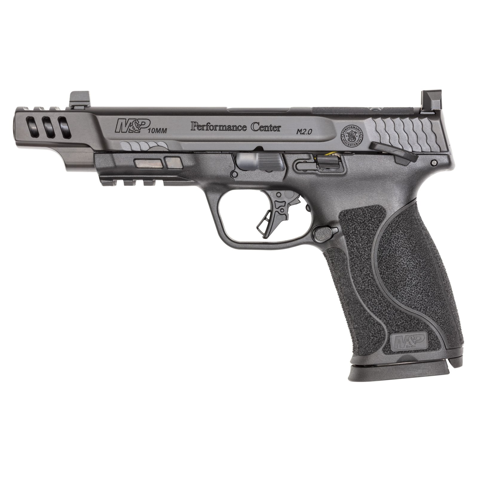Smith & Wesson M&P M2.0 Optic Ready 10mm Auto Handgun - 5.60" Barrel, 15+1 Capacity, Black Polymer Frame, Picatinny Acc. Rail, Ported Armornite Slide, Manual Safety - Smith & Wesson - 10mm
