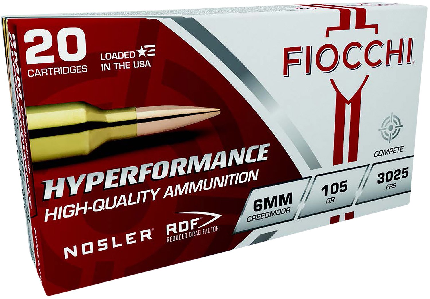 Fiocchi 6CMRD Hyperformance 6mm Creedmoor 105gr Nosler RDF 20/Box - Fiocchi - 6mm Creedmoor