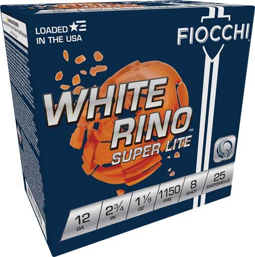 Buy Fiocchi 12WRSL8 White Rino 12GA 2.75" 1-1/8oz #8 1150FPS 250rd Case online