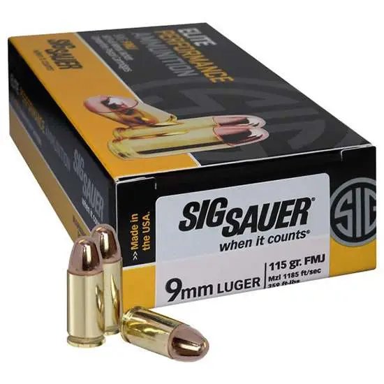 Sig Sauer Elite Ball 9mm Luger 115gr FMJ Ammo 50rd - Sig Sauer - 9mm Luger