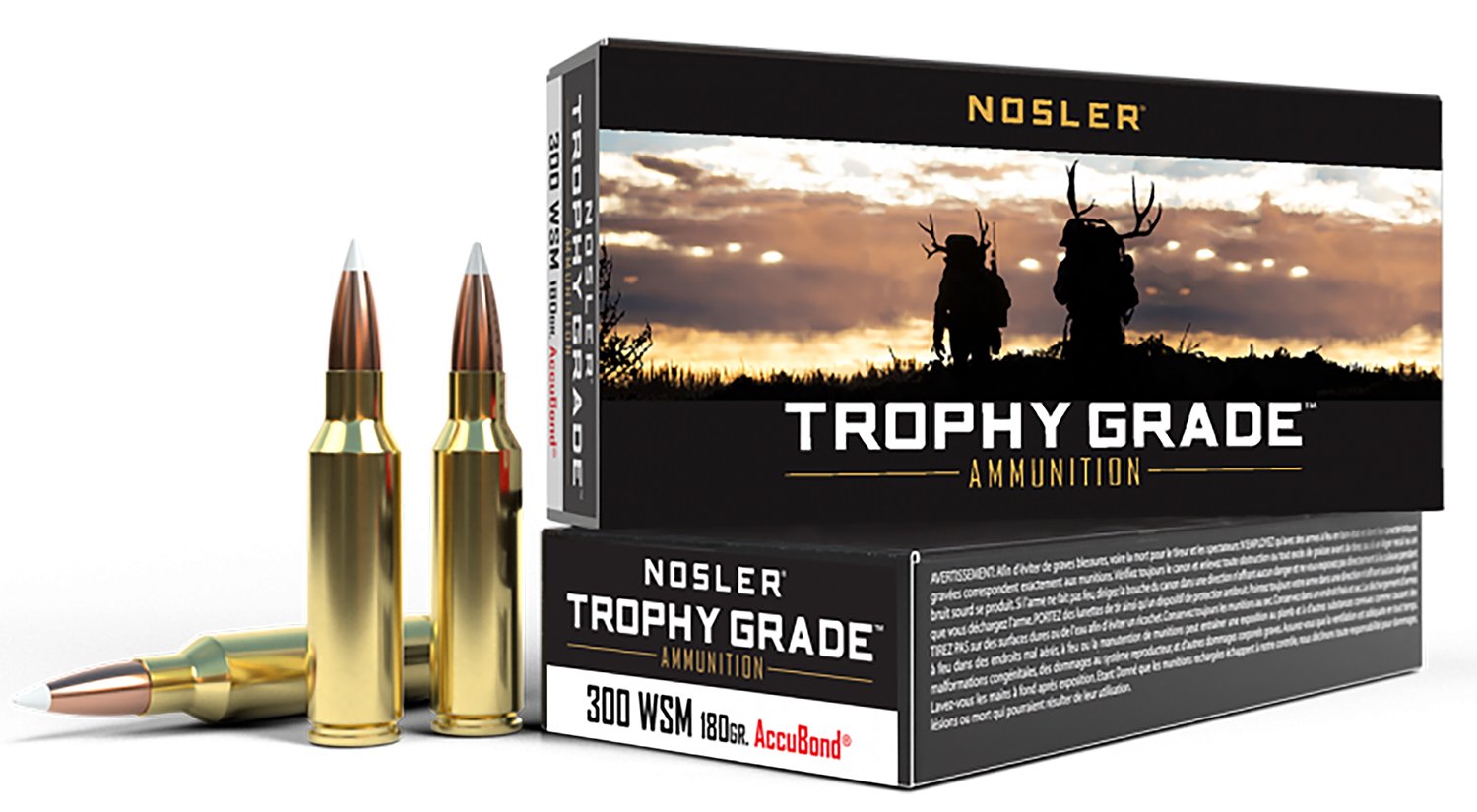 Nosler 60063 Trophy Grade Hunting 300 WSM 180 gr AccuBond 20 Per Box/ 10 Cs - Nosler - 300 WSM