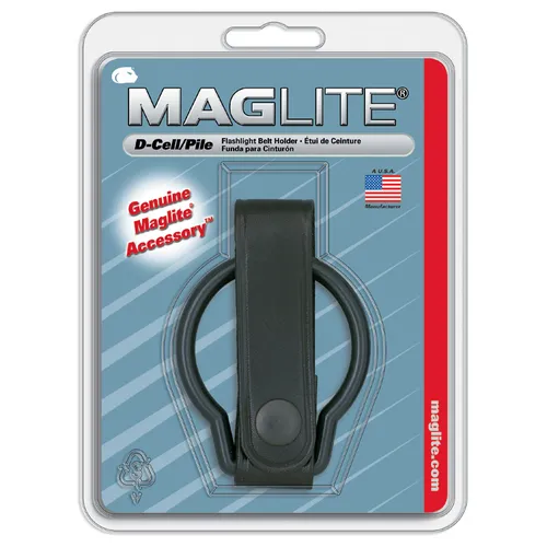 Maglite D-Cell Plain Belt Holder Heavy-Duty Leather Loop Black - Maglite for sale at Smoke Wagon Firearms
