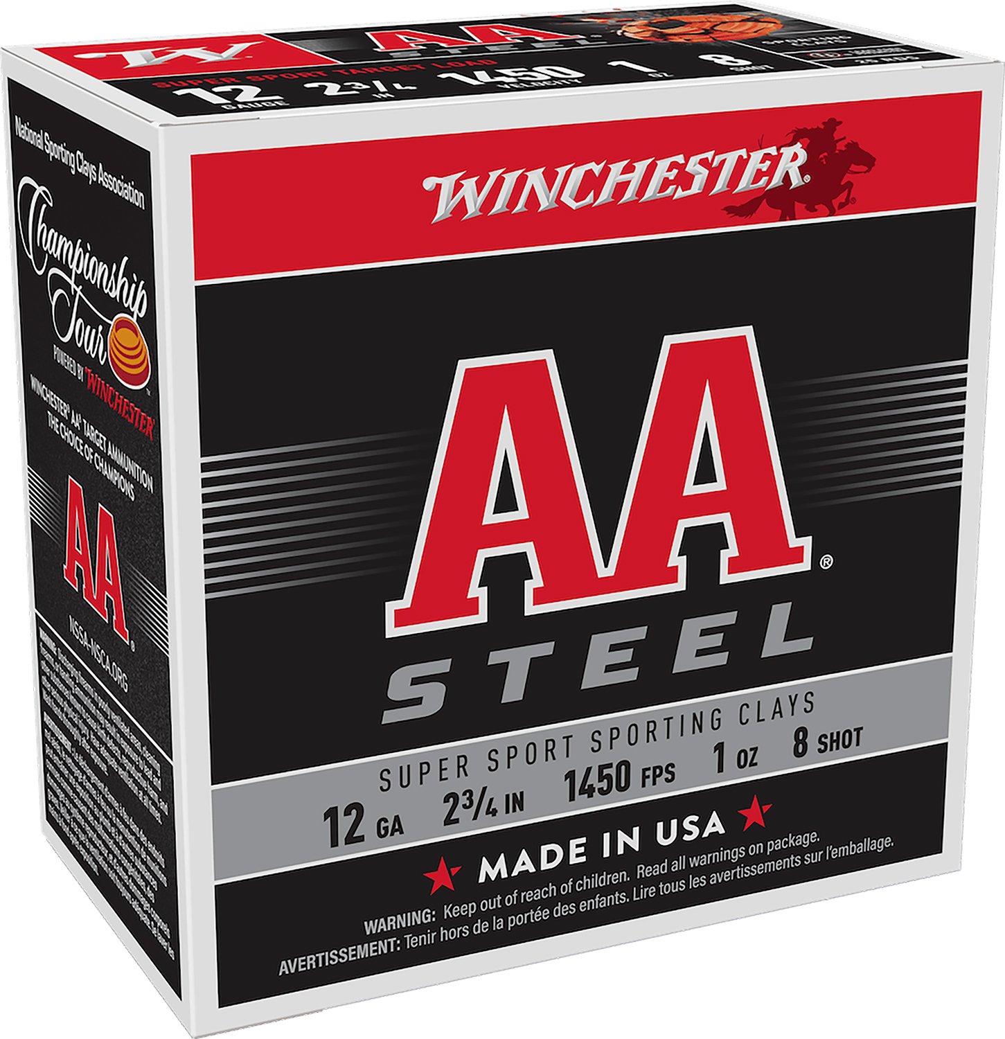 Winchester Ammo AASCL12S8 AA Super Sport Sporting Clay 12 Gauge 2.75" 1 oz 1450 fps 8 Shot 25 Bx/10 Cs - Winchester - 12 Gauge