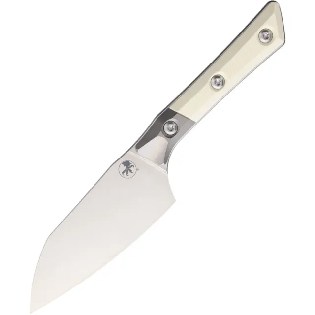 MICROTECH 3300B-10IV Santoku Knife 4.2 In SE Stonewash Ivory G-10 - MICROTECH