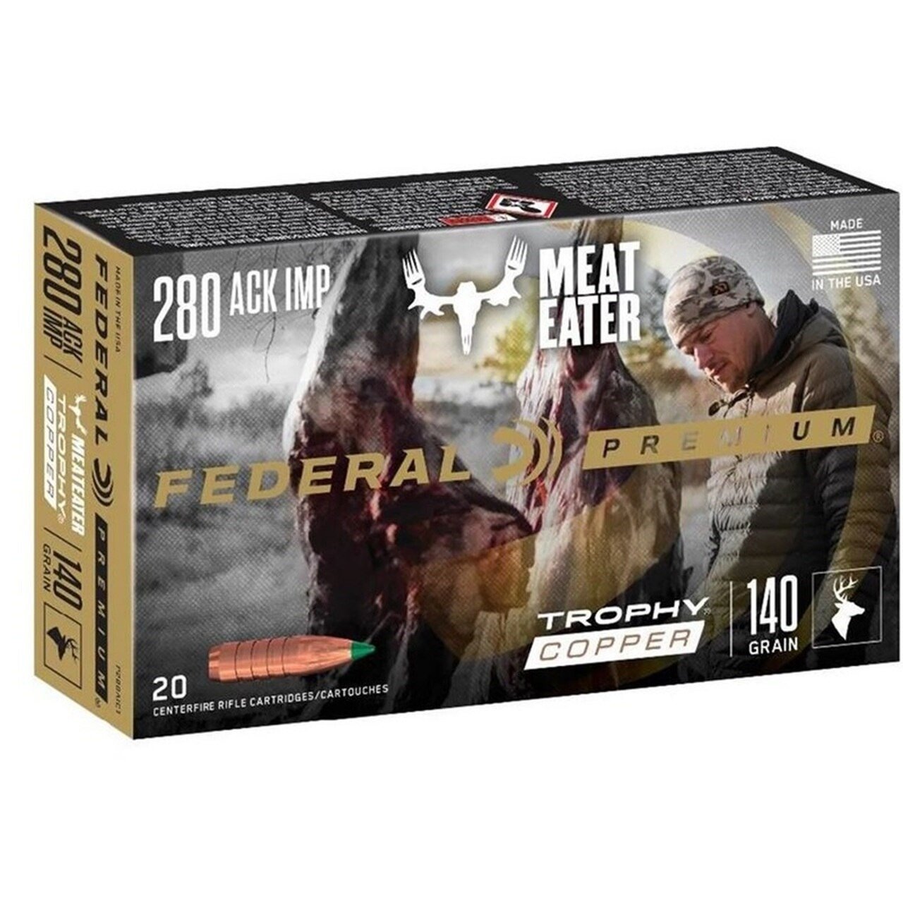 Federal P280AITC1 280 Ackley 140gr Trophy Copper Rifle Ammo 20 Rounds - Federal Premium Ammunition - 280 Ackley Improved