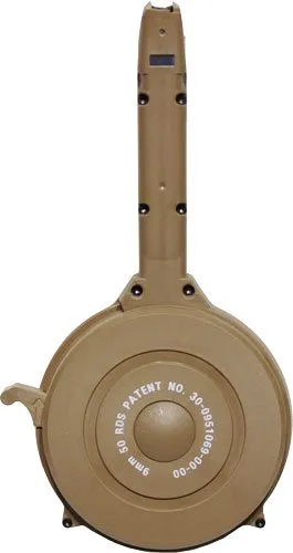 Iver Johnson Glock9TAN 9mm 50-Round Drum Magazine Tan - Iver Johnson - 9mm
