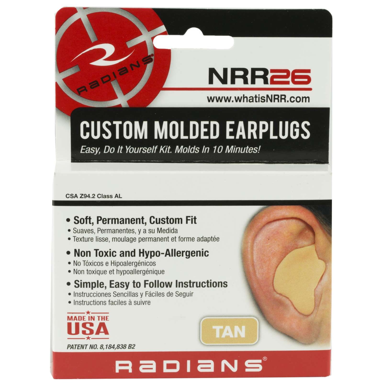 Radians CEP002-T Custom Molded Silicone Earplugs 26 dB Tan Adult - RAD