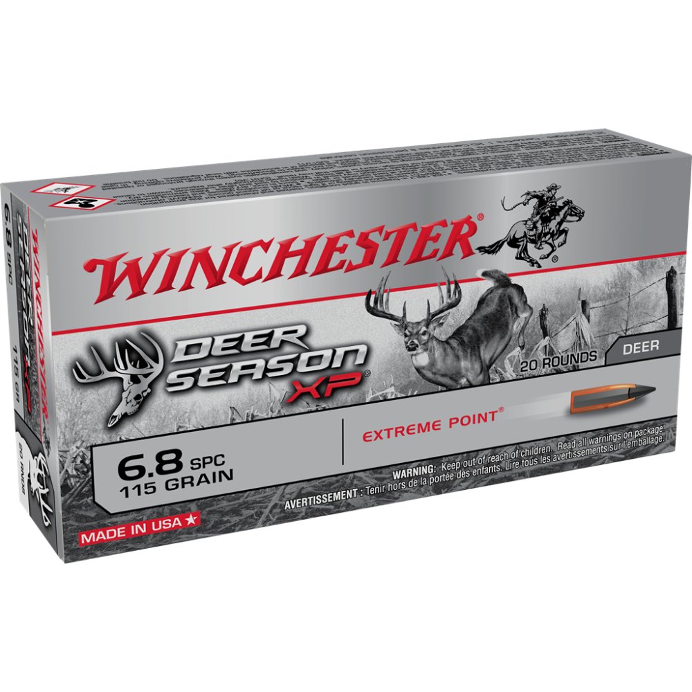 Winchester Ammo X68SPCDS Deer Season XP 6.8mm Rem SPC 115 gr Extreme Point 20 Per Box/ 10 Cs - Winchester - 6.8mm Rem SPC