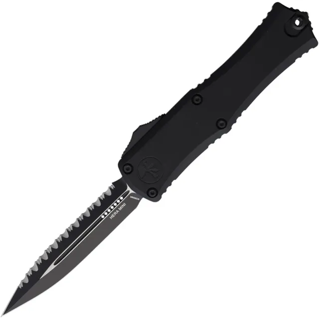 Microtech 1702M-3T Hera II Mini 2.96 In D/E Black Full Serrate - MICROTECH for sale at Iron and Lace