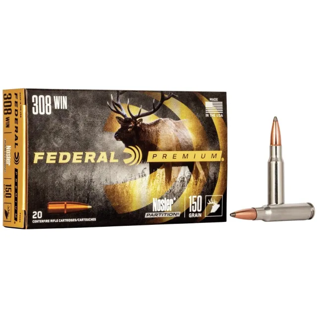 Federal Premium 308 Winchester 150 Gr Nosler Partition 20 Rd/Box (P308S)
