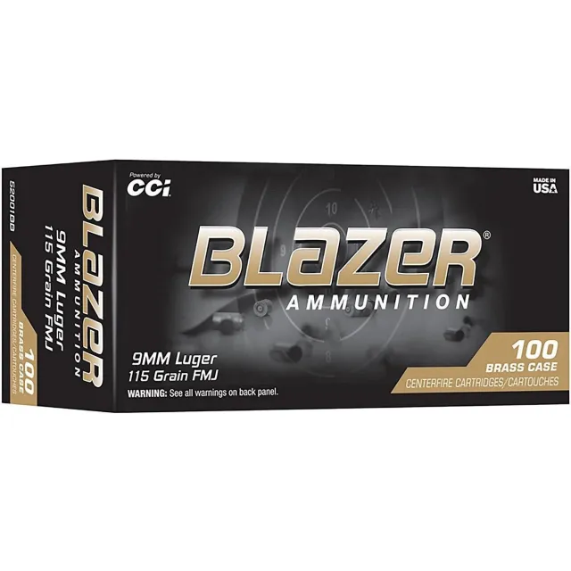 CCI 9mm Luger 115gr Full Metal Jacket Blazer Brass 100rd - CCI