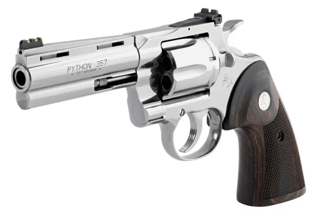 Colt Python .357 Magnum 4.25" Stainless Barrel, Walnut Grips, Green Fiber Optic, 6-Round - Colt - 357 Magnum | 38 Special