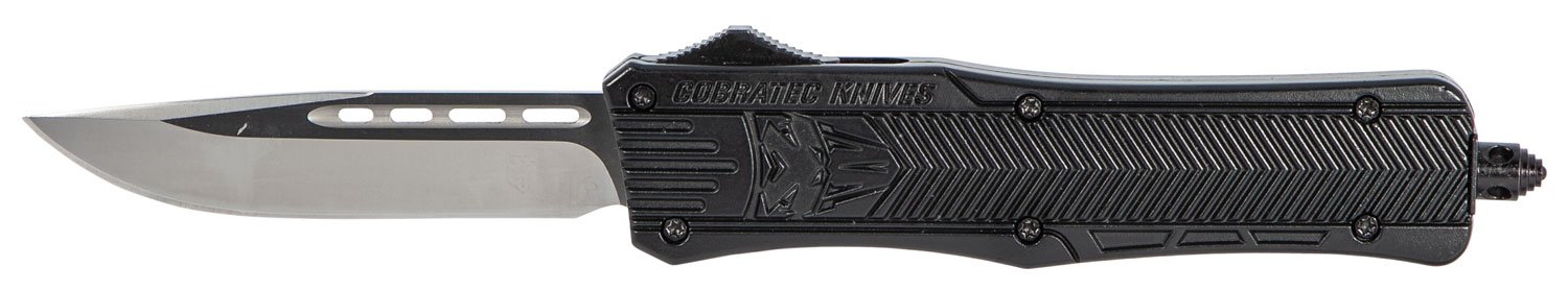 CobraTec MBCTK-1MDNS 3" Drop Point OTF Knife, D2 Steel, Black Handle - CobraTec Knives