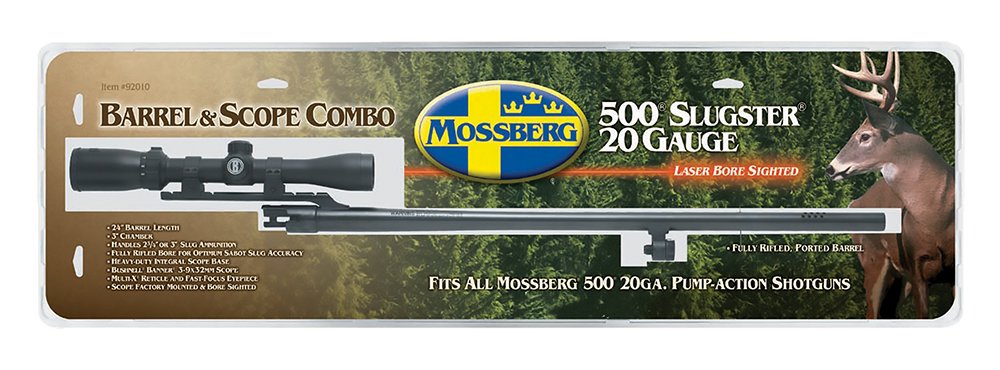Mossberg 92010 OEM 20 Gauge 24" Slug Barrel with Cantilever Mount, Fully-Rifled Bore and Blued Finish, Compatible with Mossberg 500 and Maverick 88 6-Shot Models, Includes 3-9x40mm Scope - Mossberg - 24"