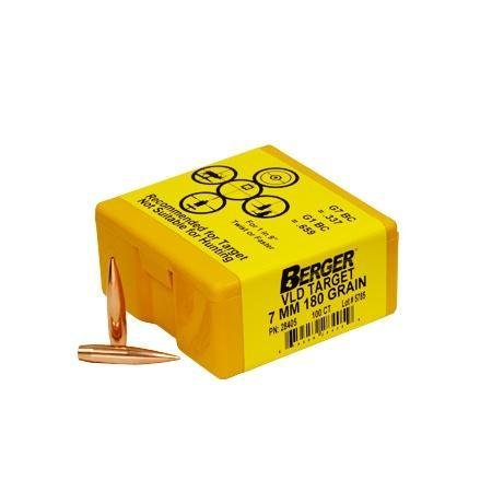 Berger 60-28405 Match Grade 7mm .284 180gr VLD Target Bullets 100ct - Berger Bullets - 7mm