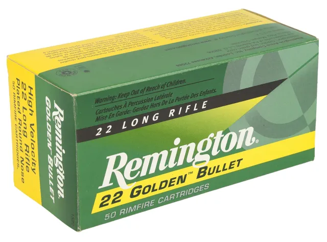 Remington Golden Bullet R21006: High-Velocity 22 LR, 40 Grain, Plated Lead Round Nose, Brass Cased, 50 Rounds Rimfire Ammo