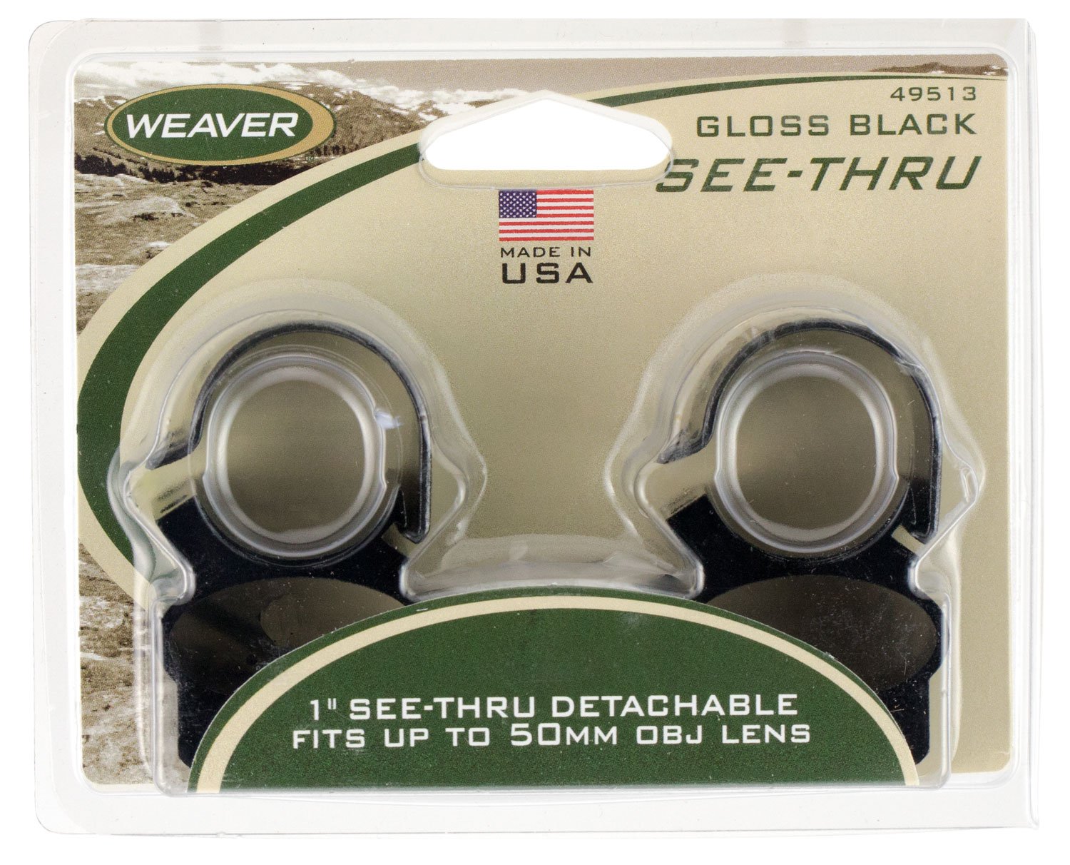 Buy Weaver Mounts 49513 See-Thru Scope Ring Set Black Steel 1" Tube Detachable online
