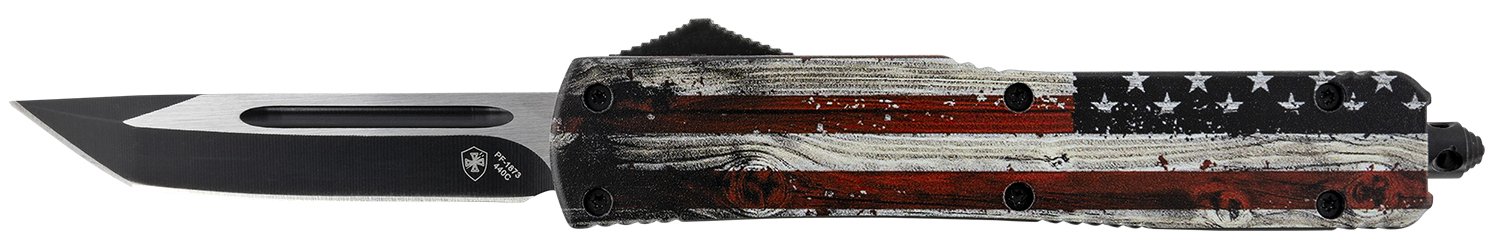 Templar M-WUS-23-1 OTF Slim Wood US Flag Tanto Black 3.5" Blade