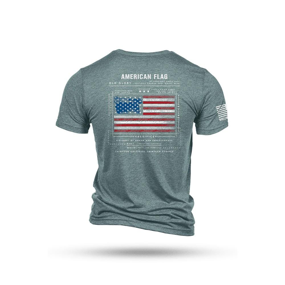 Nine Line American Flag Schematic Short Sleeve Shirt Denim XL - Nine Line Apparel