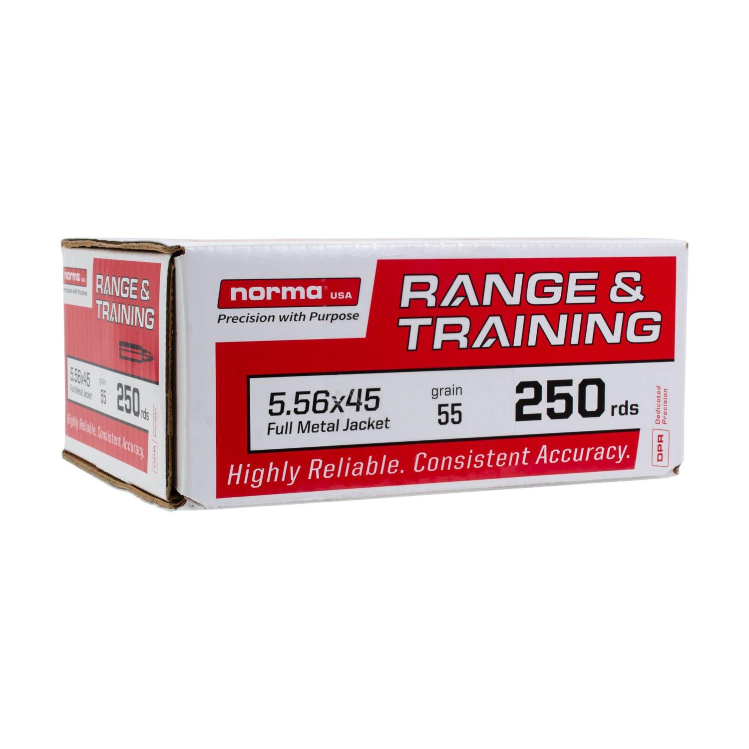 Norma Range & Training Rifle Ammunition 5.56mm 55gr FMJ 3250 fps 250/ct - Norma Ammunition