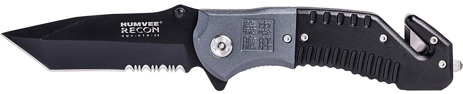 Humvee HMVKTR08 Recon Knife 8" Black/Gray Stainless Steel Blade - Camp Chef