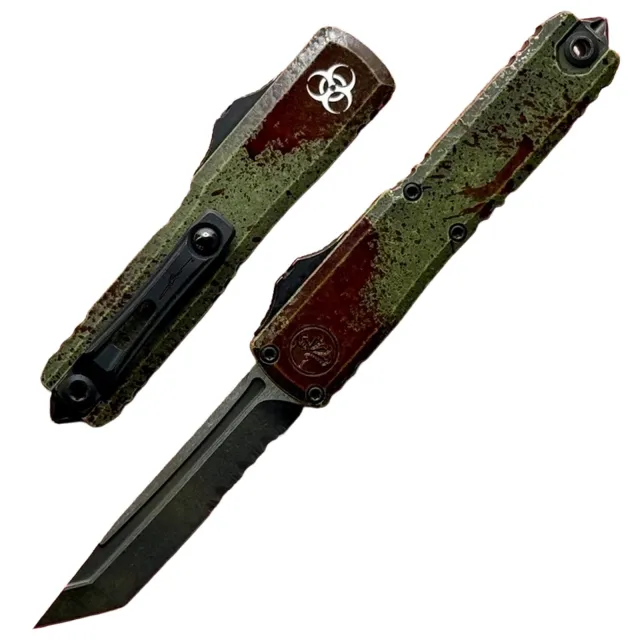 Microtech UTX-70 Gen IV 2.5 In Tanto Part Serrated Black Outbreak - MICROTECH for sale at Iron and Lace