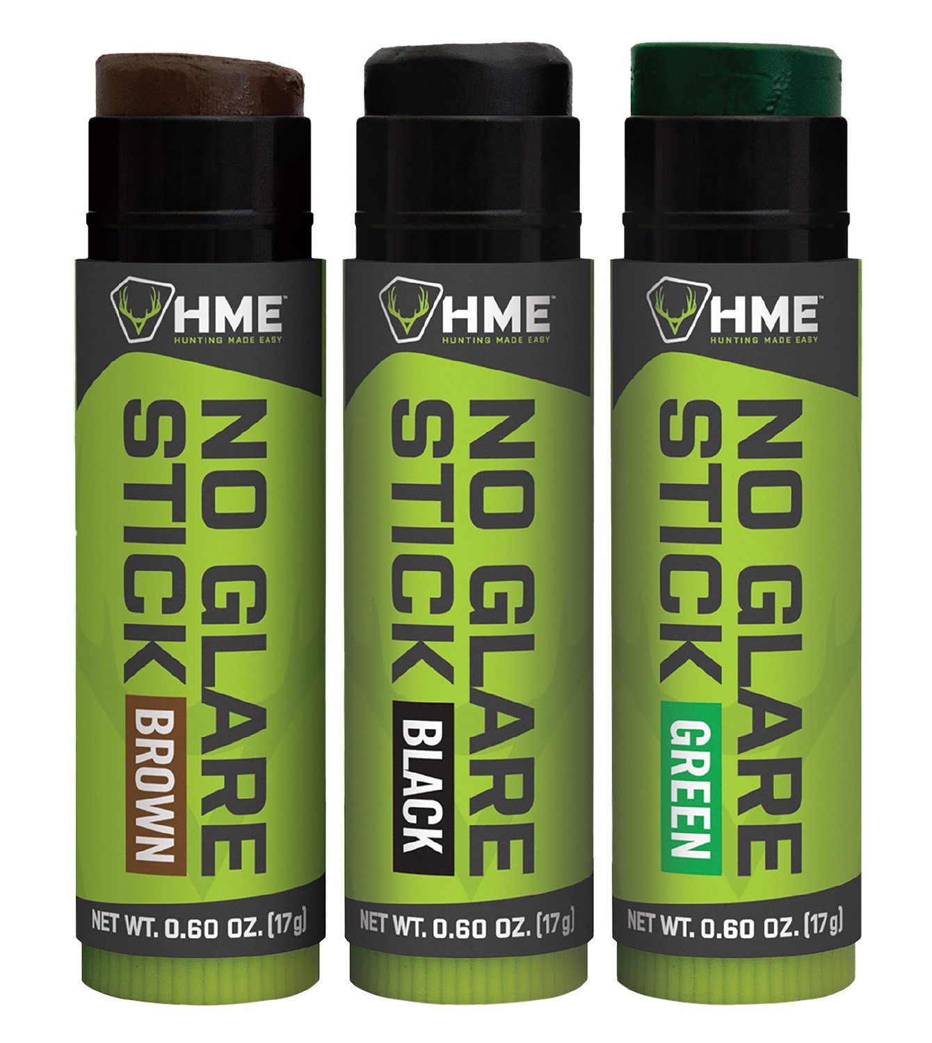 HME HMESTK3PK Face Paint No Glare Black/Brown/Dark Green Stick - GSM Outdoors