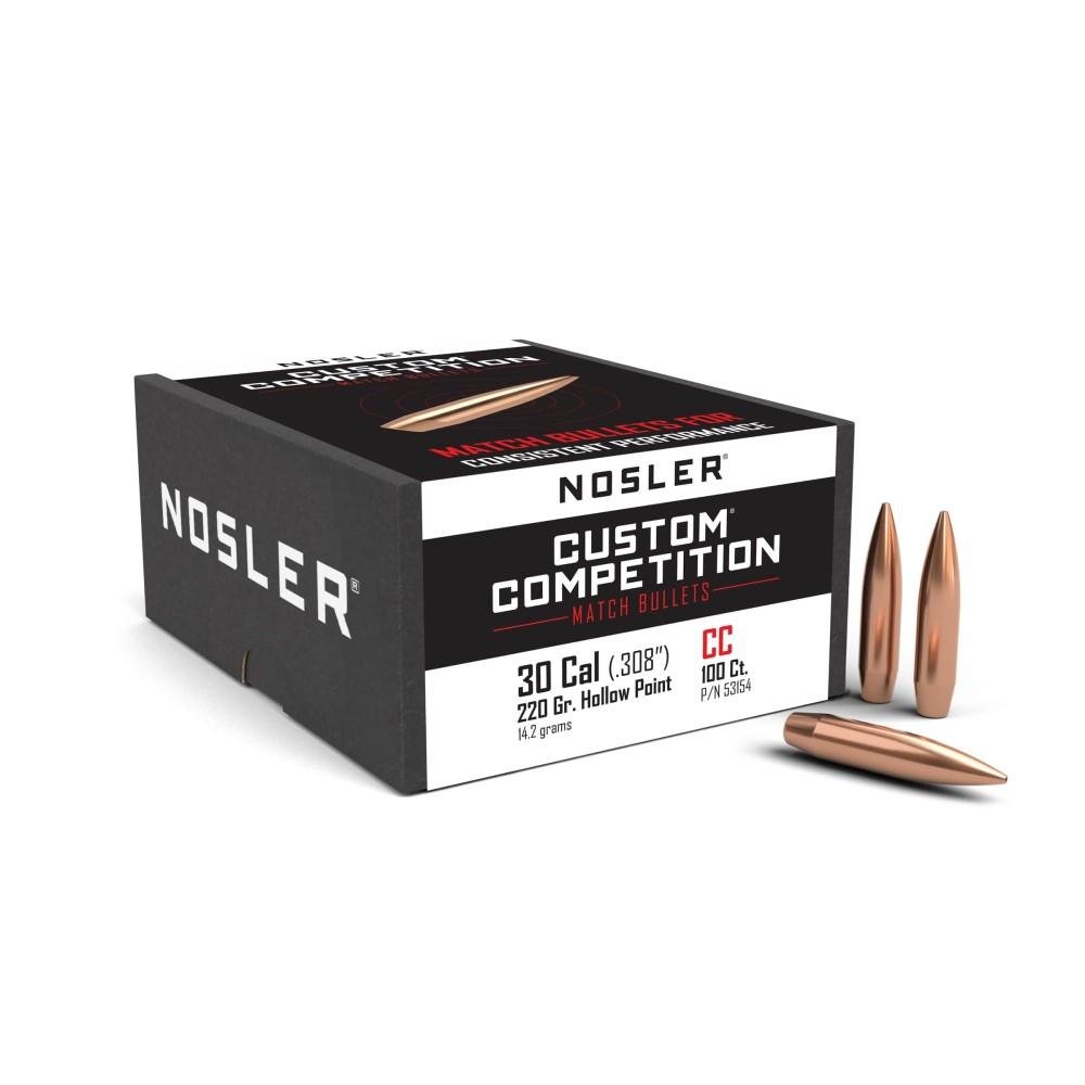 Nosler Custom Competition Bullets .30 Cal 220 Gr HPBT 100 Count - Nosler - 30 CALIBER