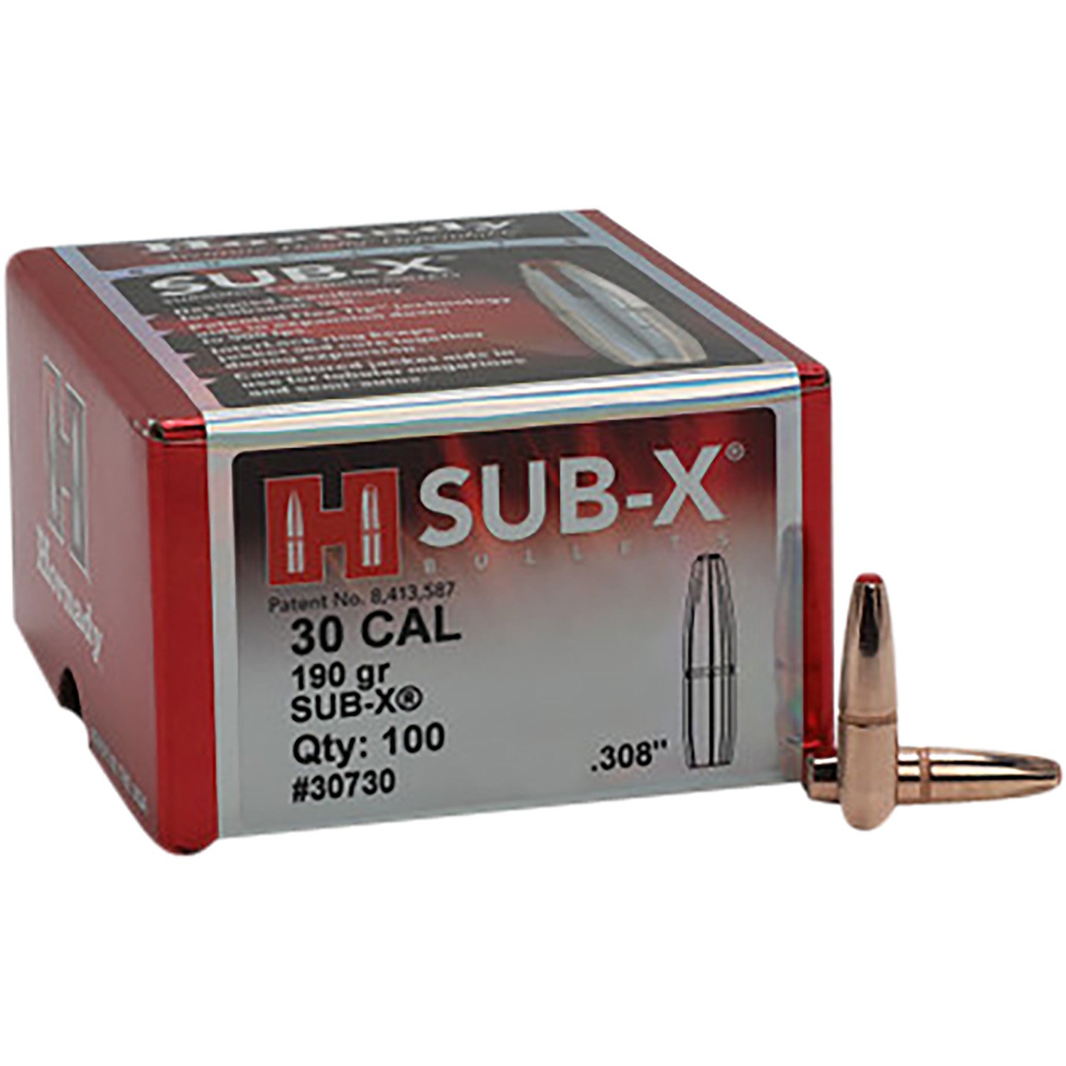 Hornady 30730 Sub-X Hunting 30 Cal .308 190 gr Subsonic-eXpanding - Hornady - .308