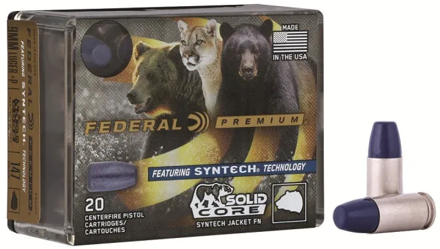 Federal Premium Pistol Ammo 9mm Luger Solid Core Synthetic 147 Grain 20 ...