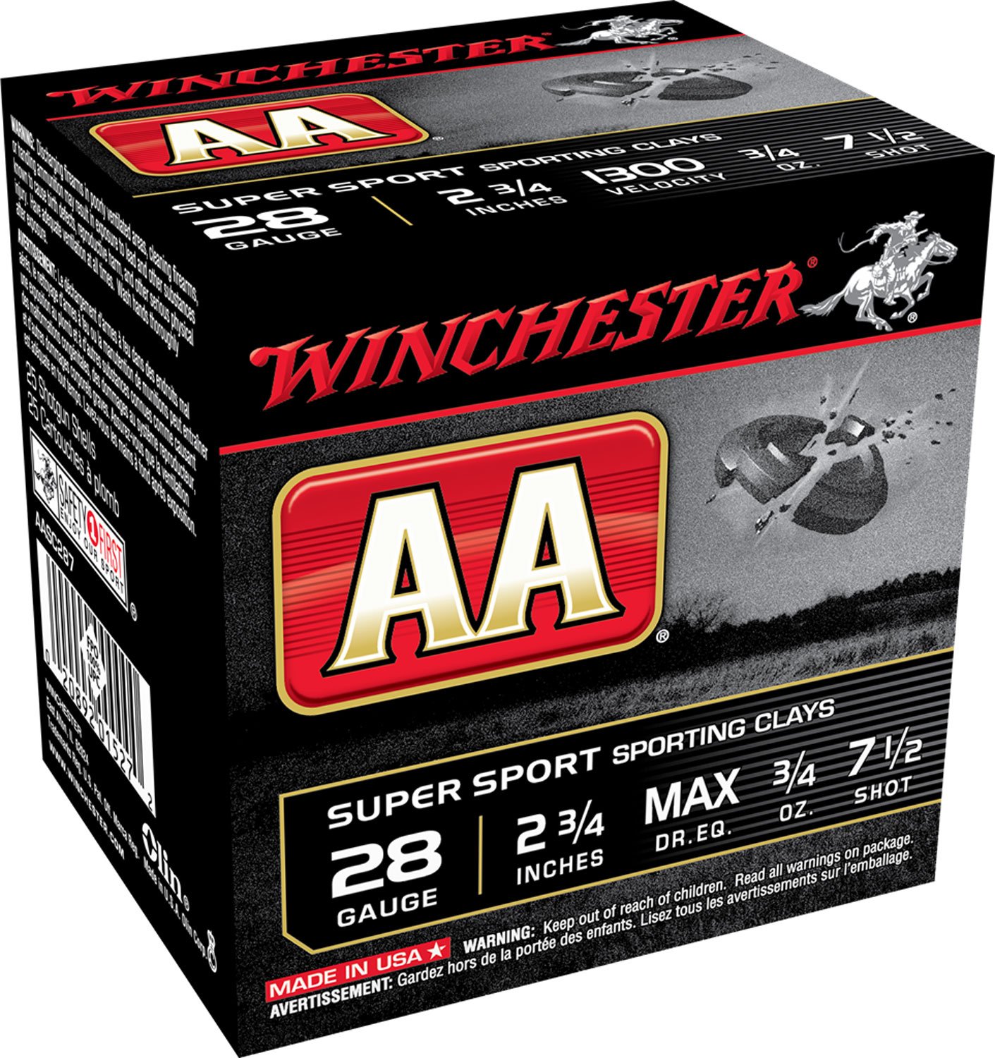 Winchester AASC287VP 28 Gauge 2.75 in 3/4 oz #7.5 Shot 100 Rounds - Winchester - 28 Gauge