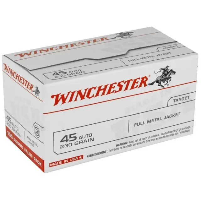 Winchester Ammo USA45AVP USA Target 45 ACP 230 gr Full Metal Jacket (FMJ) 100 Per Box/ 5 Cs - Winchester - 45 Auto
