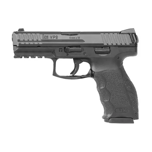 HK 81000283 VP9 Striker-Fired 9mm Pistol, 17-Round, 4.09" Barrel, 3-Dot Sights, Black Polymer Frame, Steel Slide, 7.34" Length, 26.56 oz, Two Magazines Included - Heckler & Koch - 9mm for sale at Bang-Bang Tactical