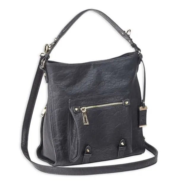 Bulldog BDP053 Concealed Carry Hobo Anna Purse with Holster Black Leather - Bulldog