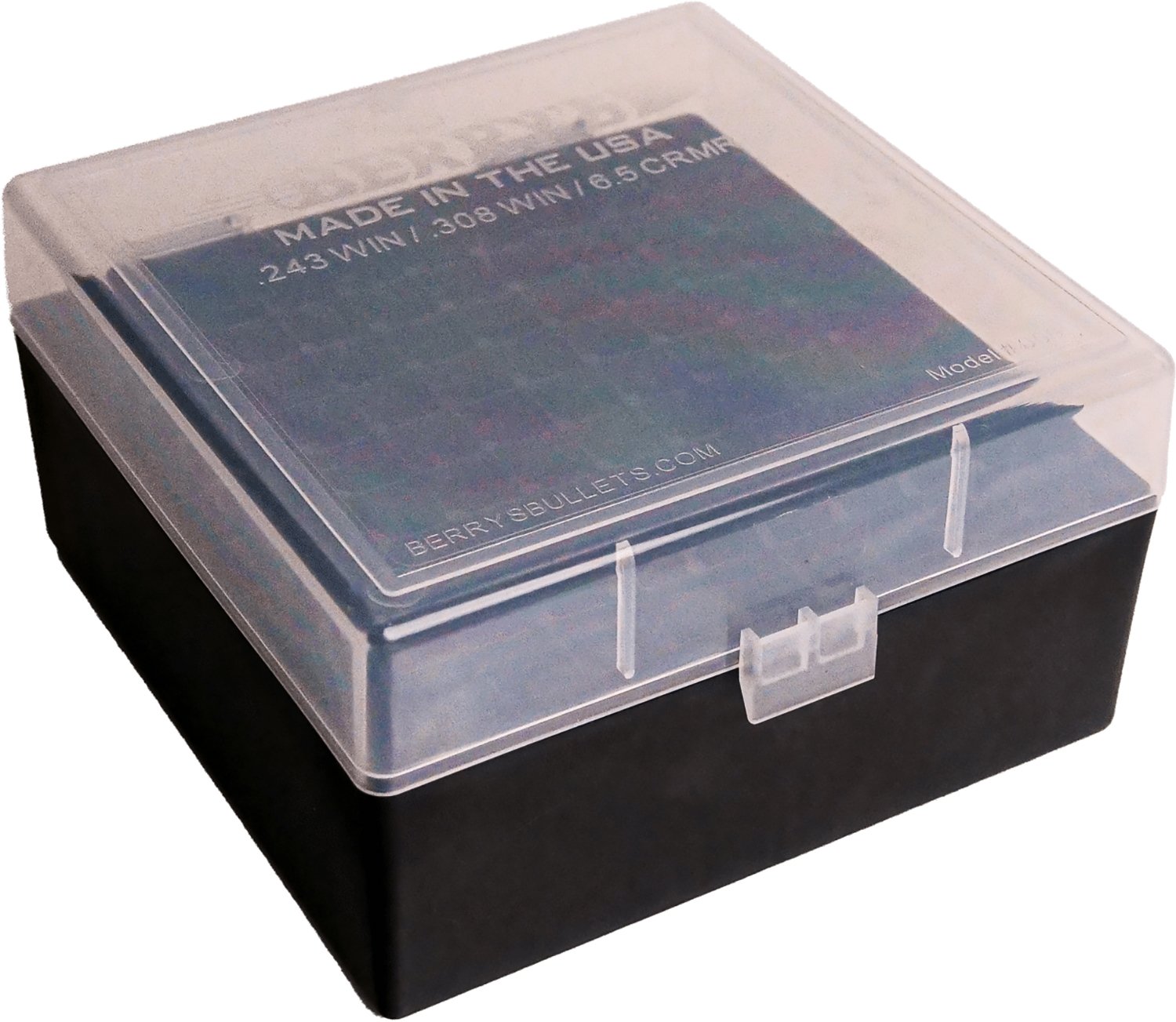 Berry's 009 Ammo Box .243/6.5/.308 Black with Clear Lid 100/ct - Berry's Mfg