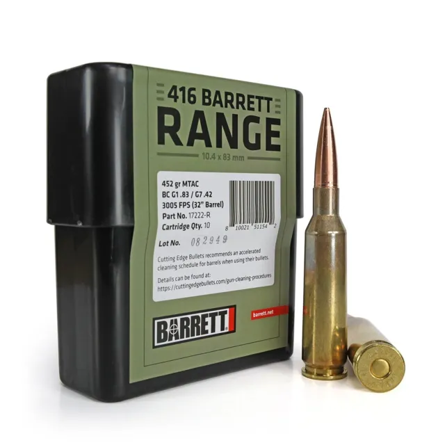 Barrett 17222-R .416BA 452gr MTAC Range Ammo 10rd Box