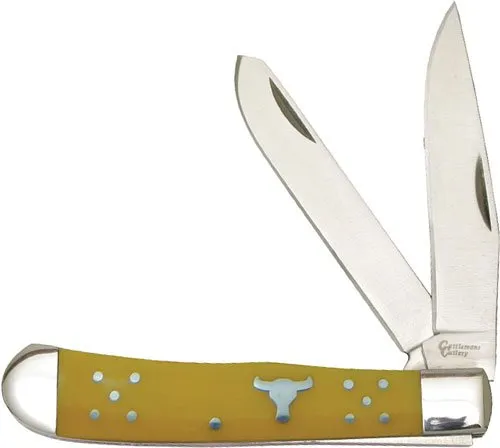 American Buffalo Knife & Tool Cattleman's Cutlery 3.25 In Yellow Trapper - American Buffalo Knife & Tool
