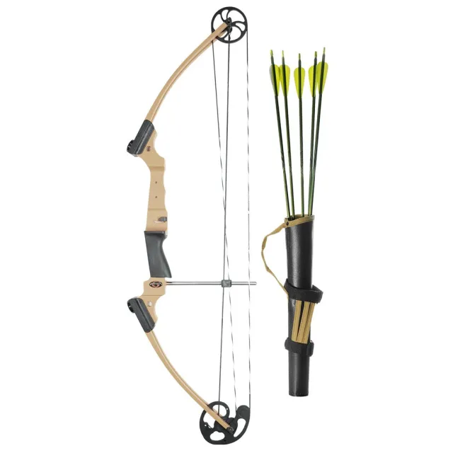 Genesis 12228 Bow Set Sand RH, Quiver, Arm Guard, 5 Arrows, 10-20 lbs - Genesis Arms