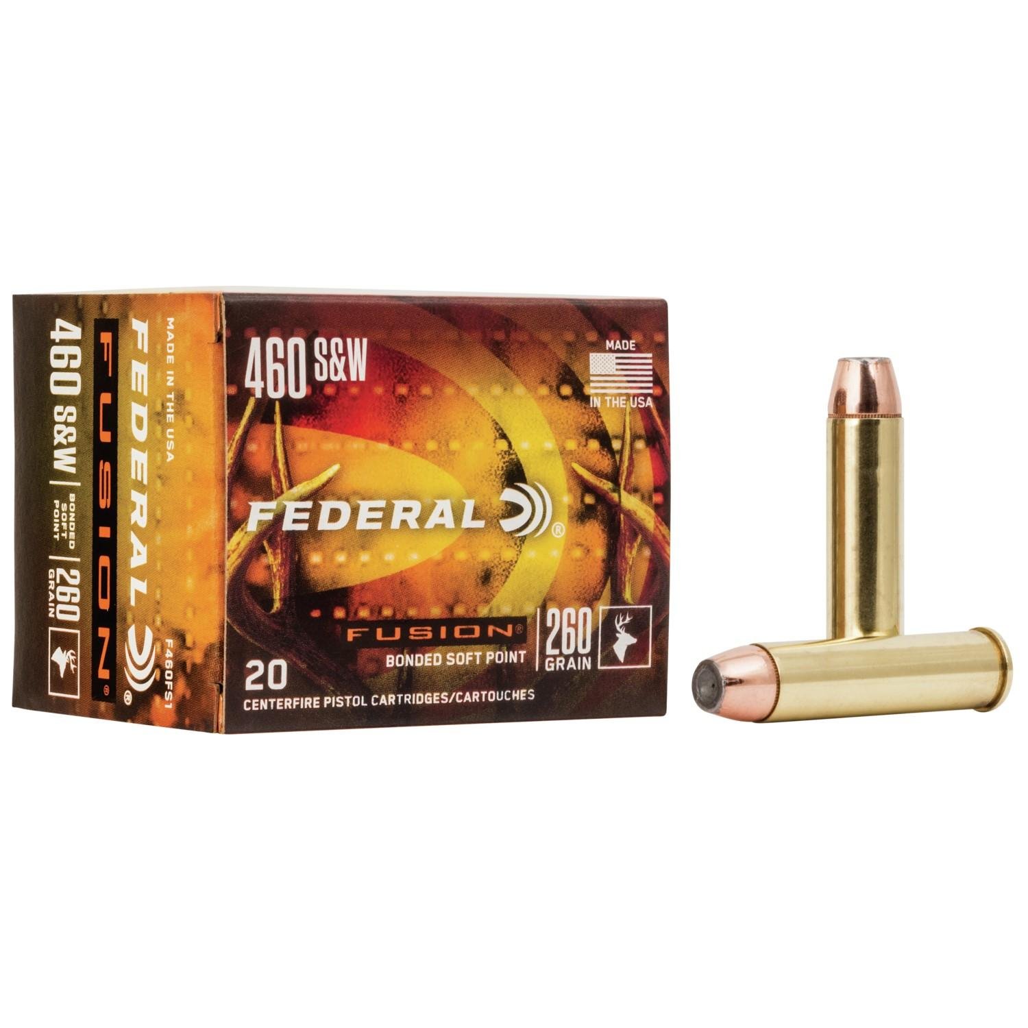 Federal F460FS1 Fusion Handgun 460 S&W Mag 260 gr Soft Point Ammo 20/10 - Federal Premium Ammunition - 460 S&W Mag