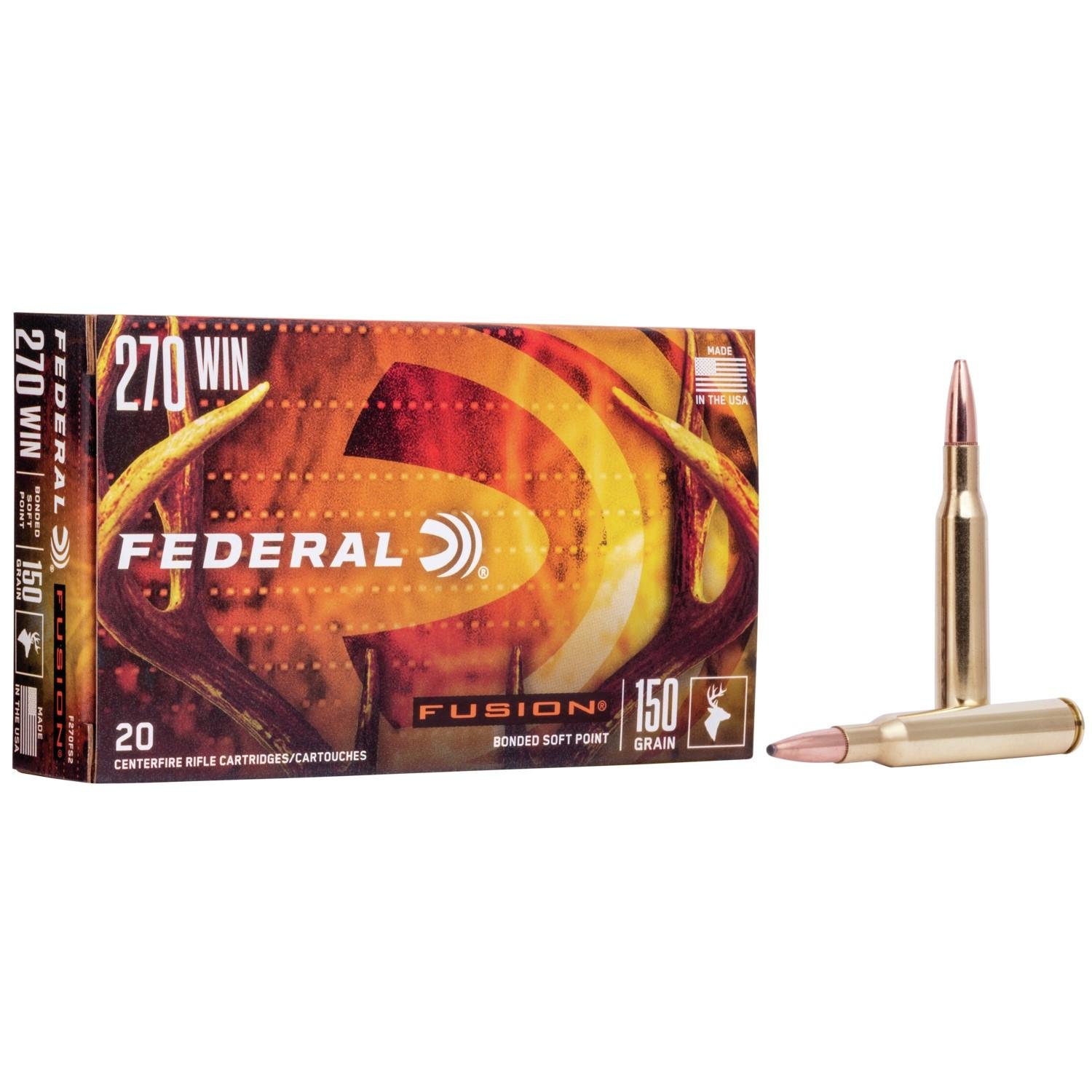 Federal F270FS2 Fusion 270Win 150gr Bonded Soft Point 20 Per Box/10 Case - Federal Premium Ammunition - 270 Win