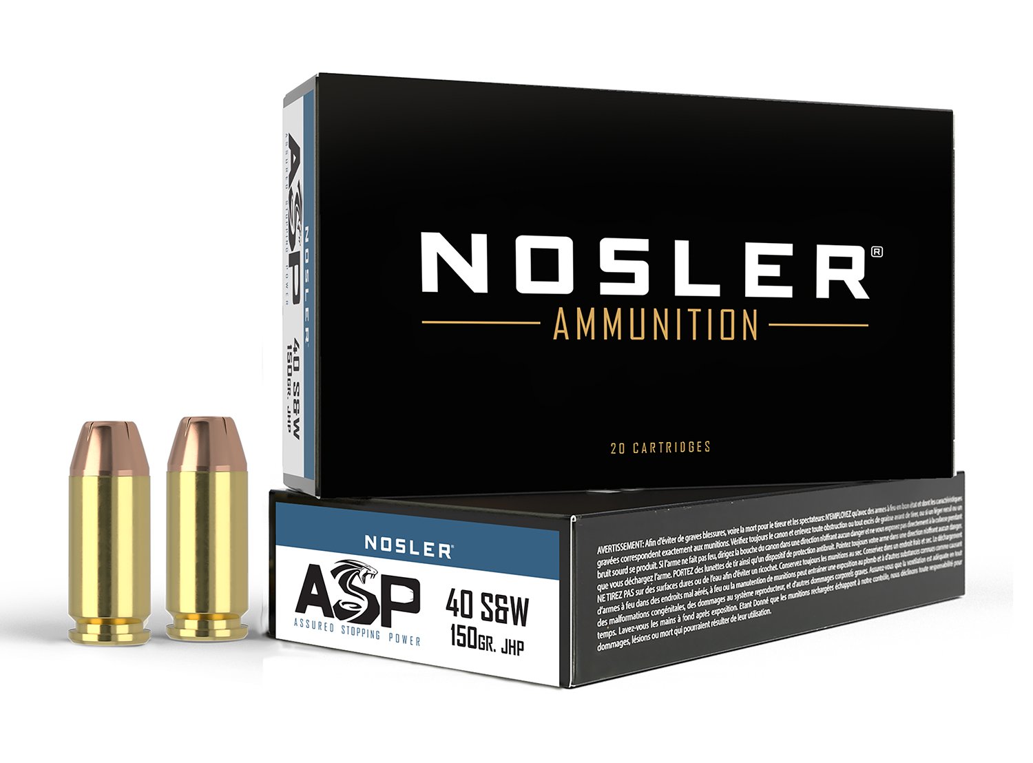 Nosler 51181 40 S&W 150 Grain Jacketed Hollow Point 50 Rounds Box - Nosler - 40 S&W